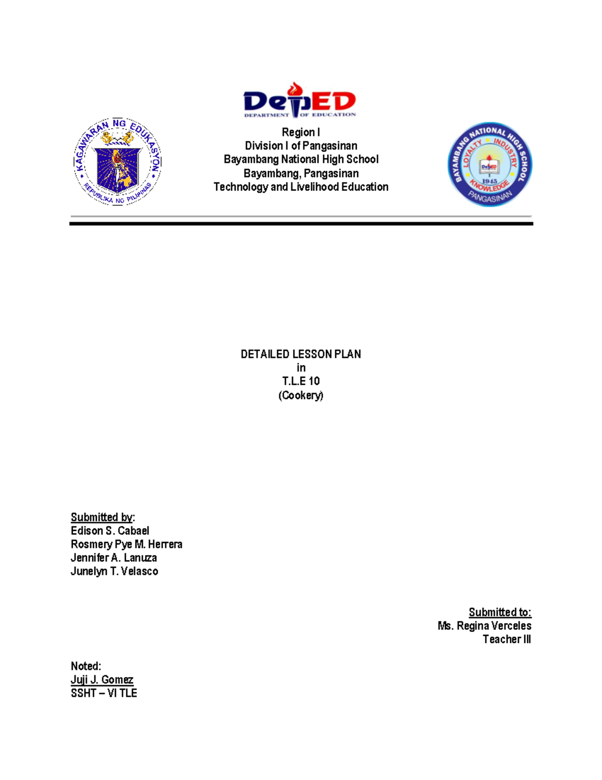 DLP-T - Detailed lesson plan - Region I Division I of Pangasinan ...