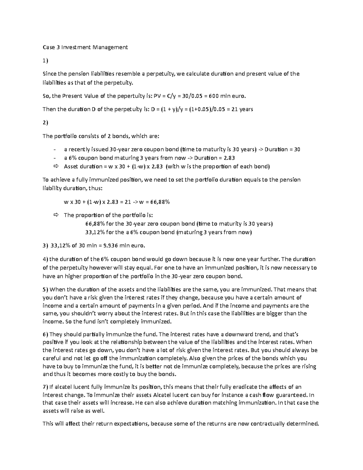 Case Study: Investment Management & Immunization Strategies Analysis ...