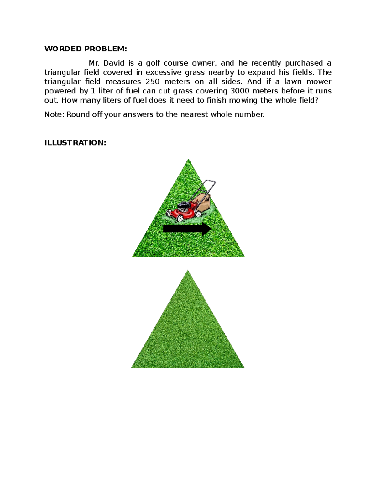 BSEd-Math2A: Fuel Calculation for Mowing a Triangular Field - Studocu