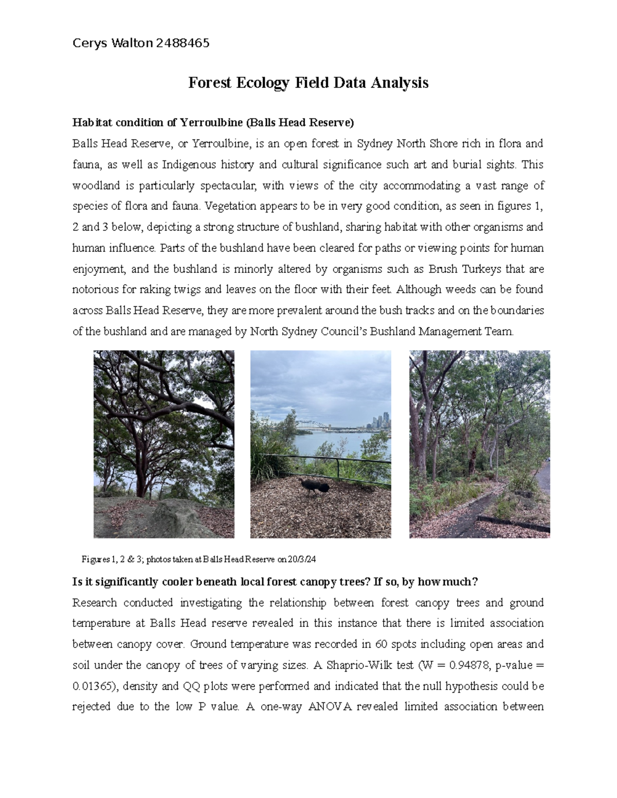 Field Data Analysis of Forest Ecology in Yerroulbine (BIOL 101) - Studocu