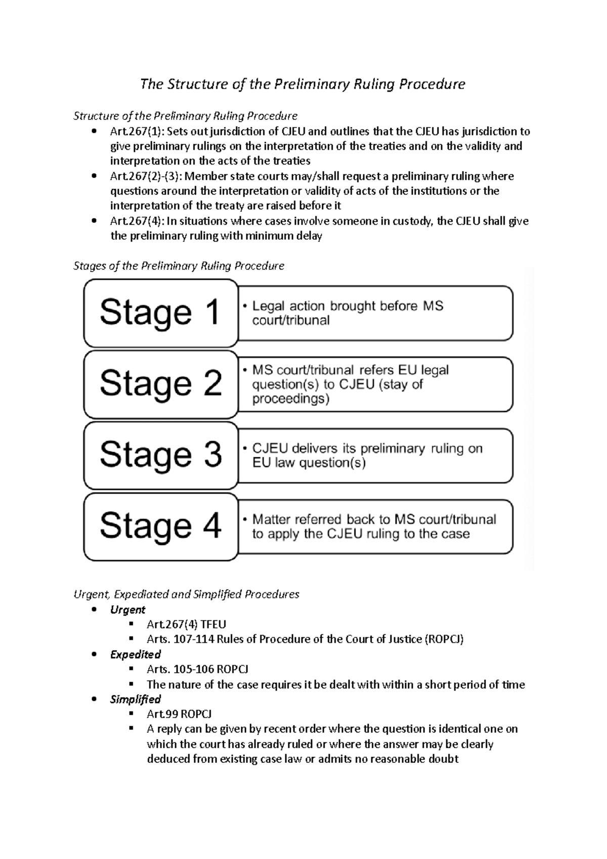 Preliminary Ruling Procedure Structure: A Comprehensive Overview - Studocu