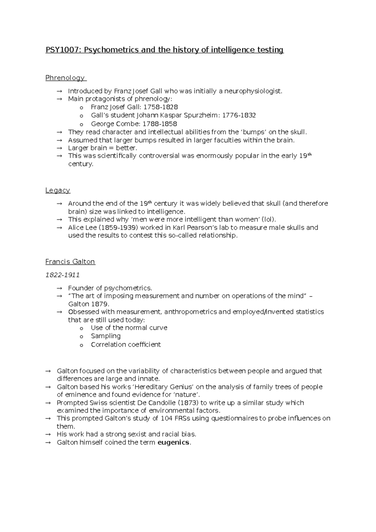 History of Psychology: Psychometrics - PSY1007: Psychometrics and the ...