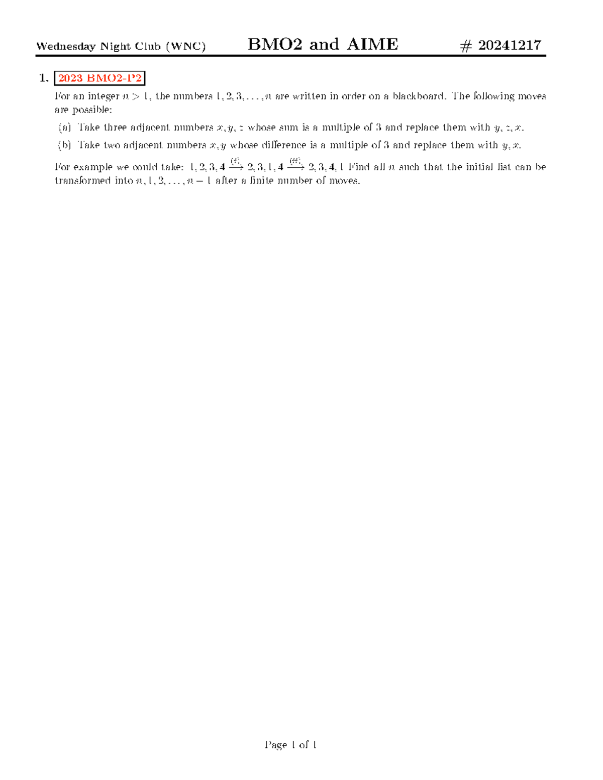 BMO2 and AIME Math Problems - WNC 20241218 - Studocu