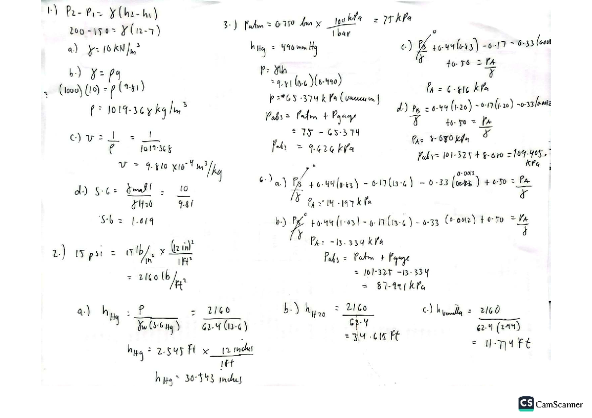Fluid Mechanics Exam Review - ME 101 - Studocu