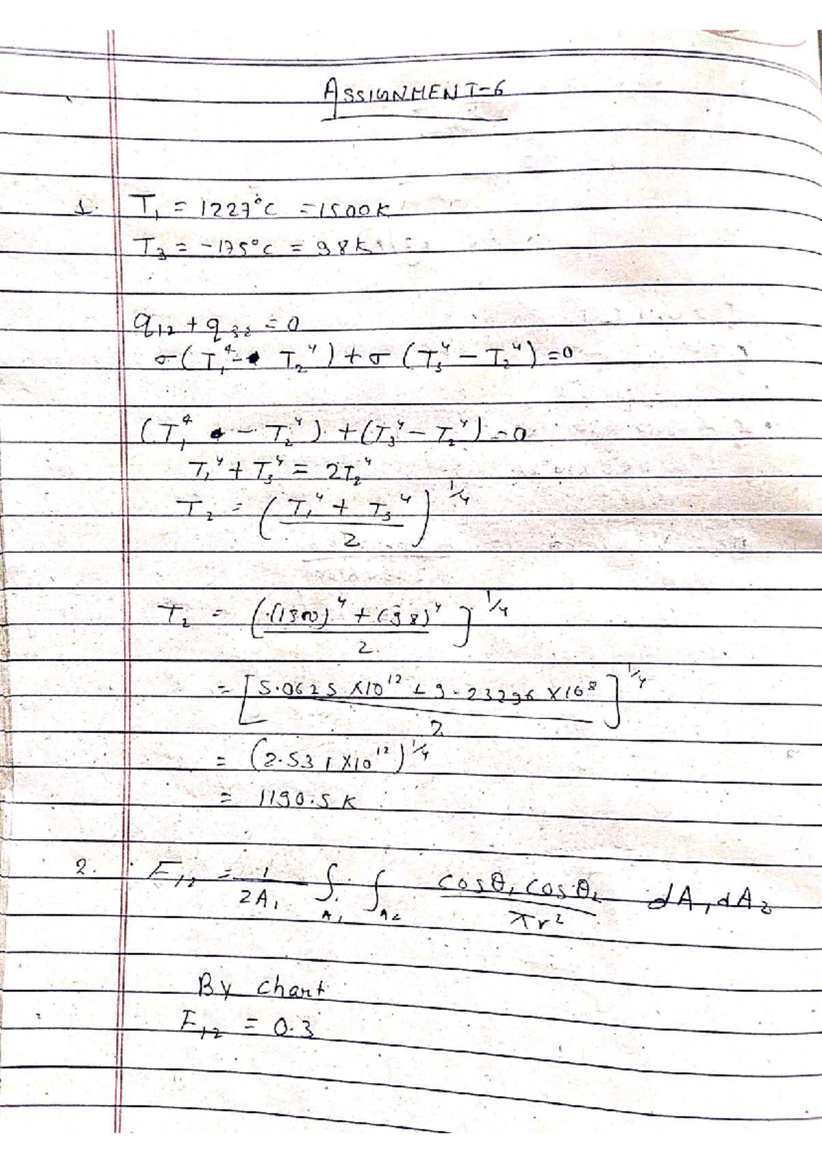 Thermal Analysis Assignment-6: Temperature Calculations and Equations ...