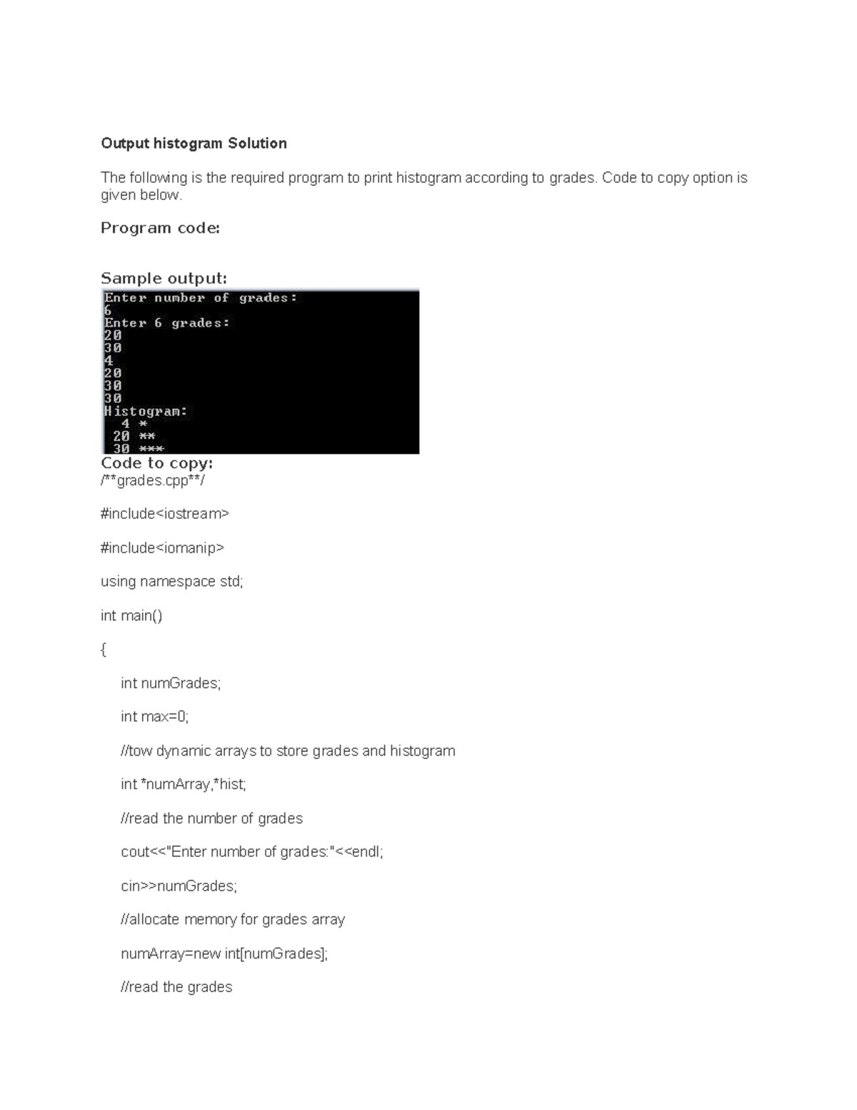 51 Output histogram Solution - Output histogram Solution The following ...