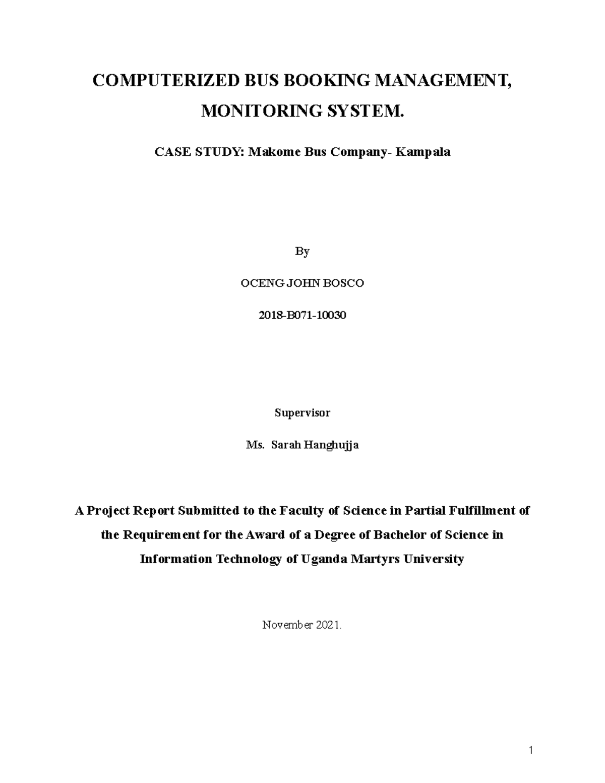 Project Report: Computerized Bus Booking Management System (2018-B071 ...