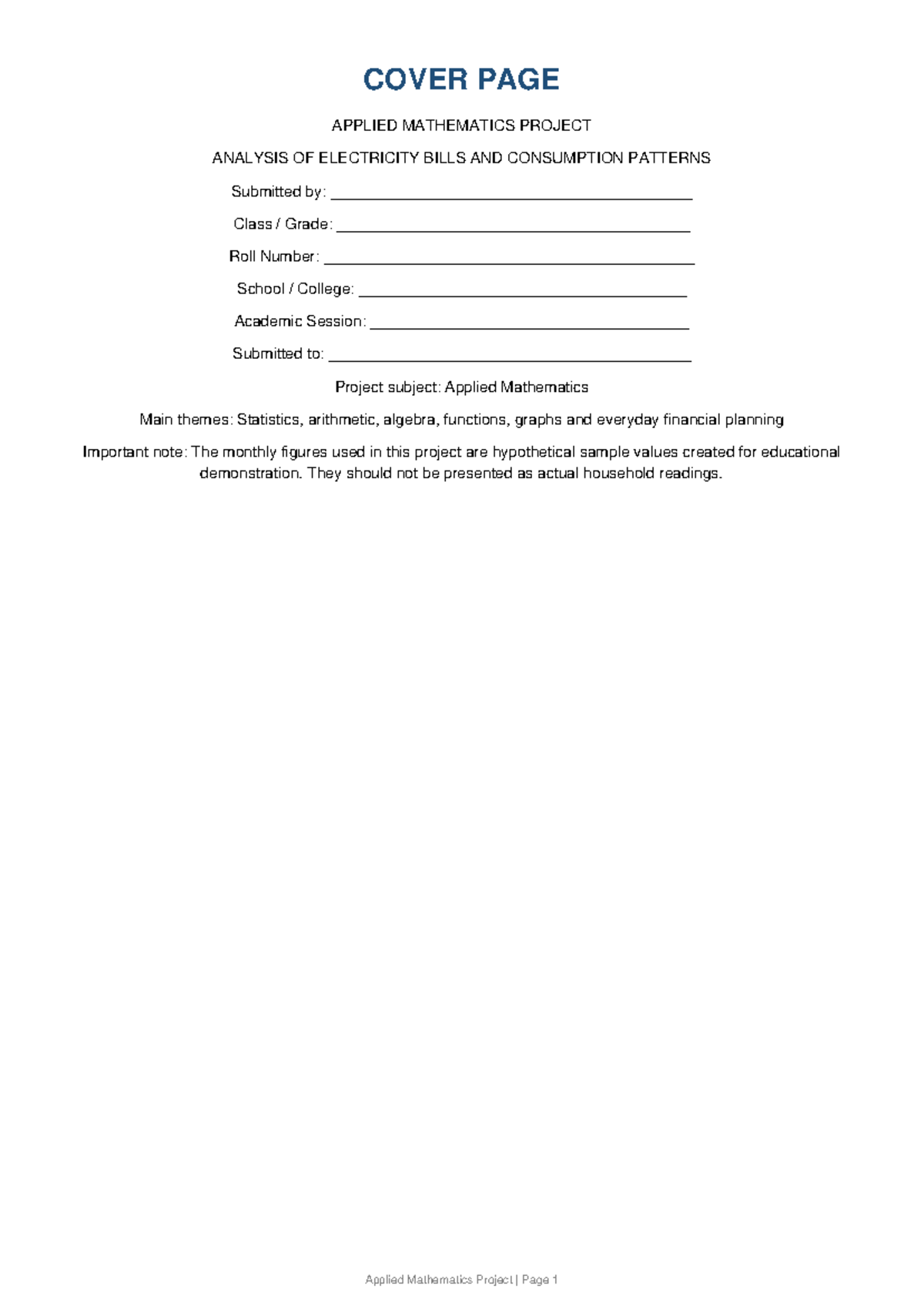 Applied Mathematics Project: Analysis of Electricity Bills ...
