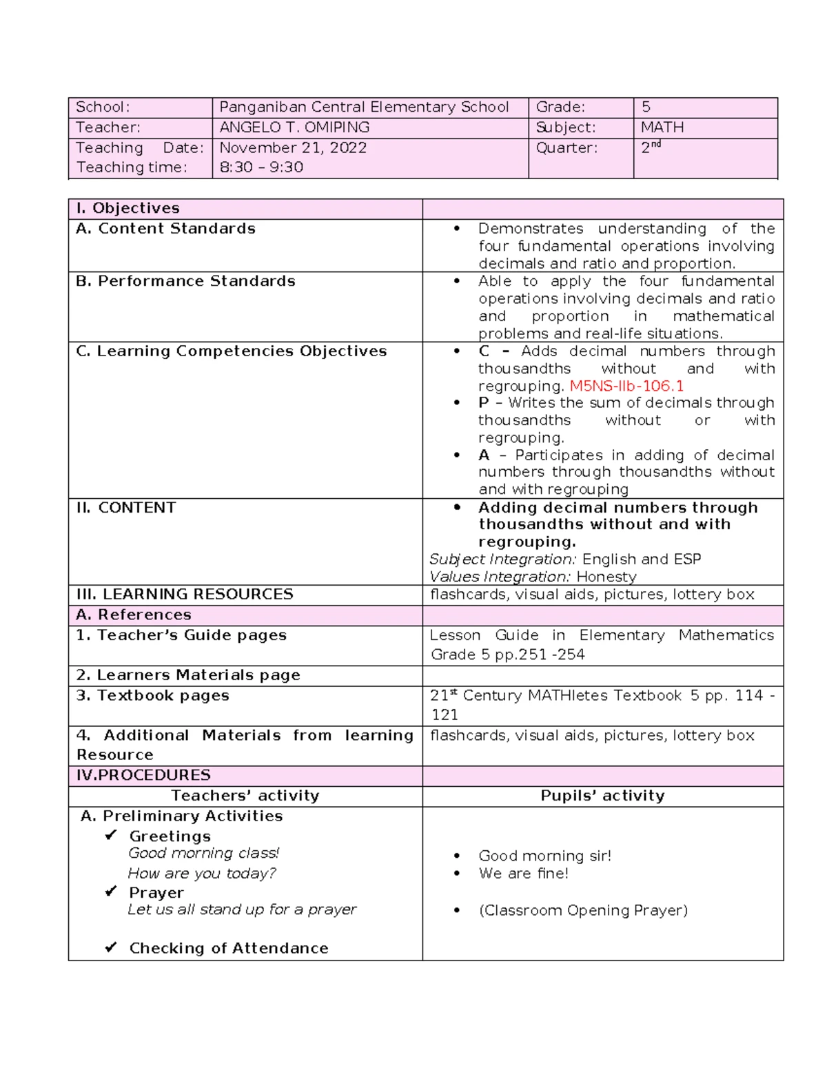 Visualizing the Ratio of Two Mathematics 5 Detailed Lesson Plan ...