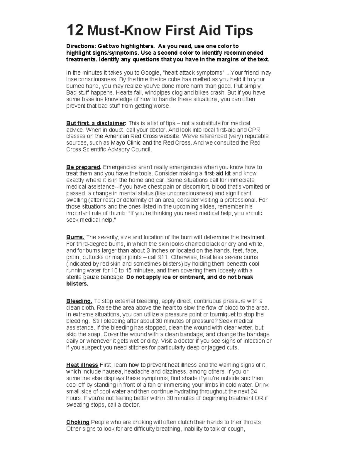 12 First Aid Must Knows - health - 12 Must-Know First Aid Tips ...