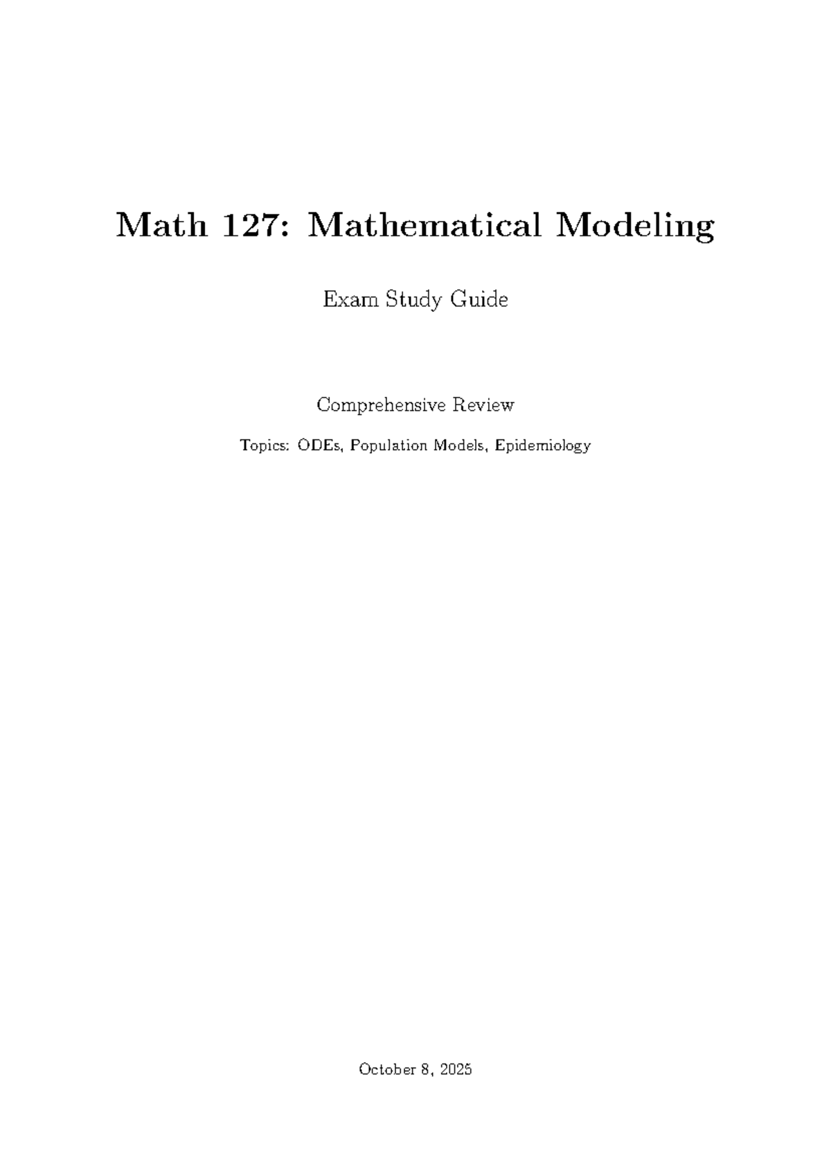 Math 127: Comprehensive Study Guide for Mathematical Modeling Exam ...