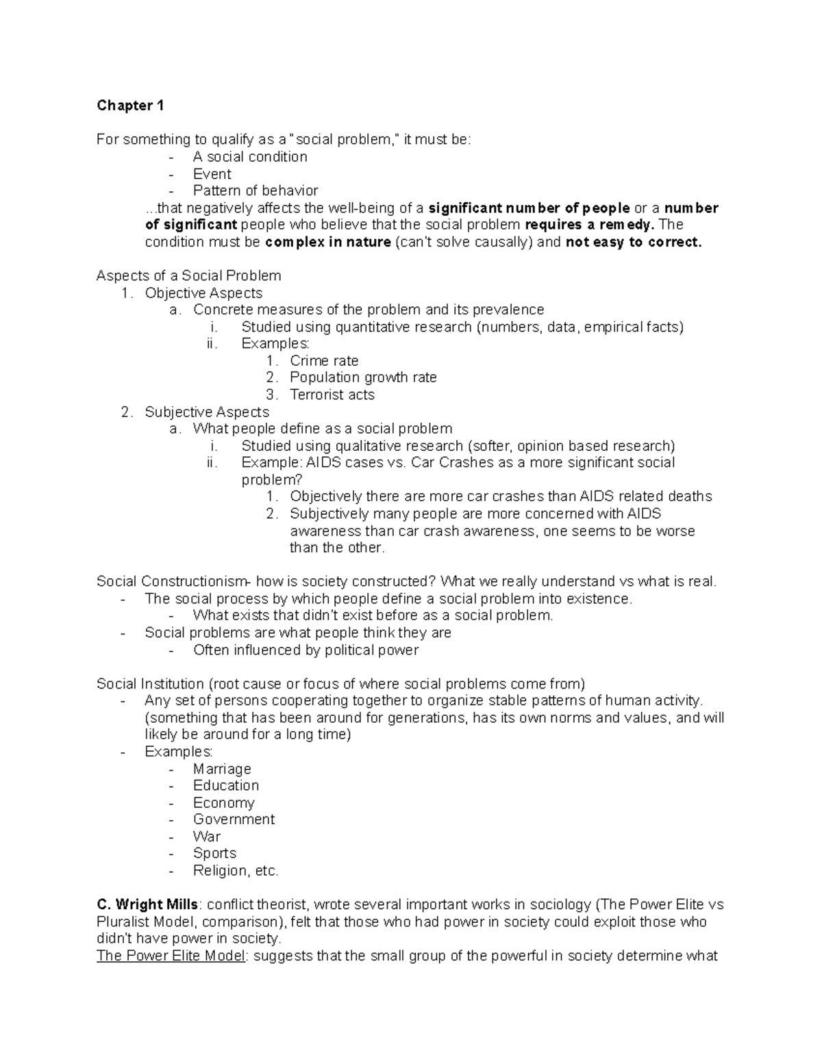 SOC 101: Social Problems Chapter Notes and Key Concepts - Studocu