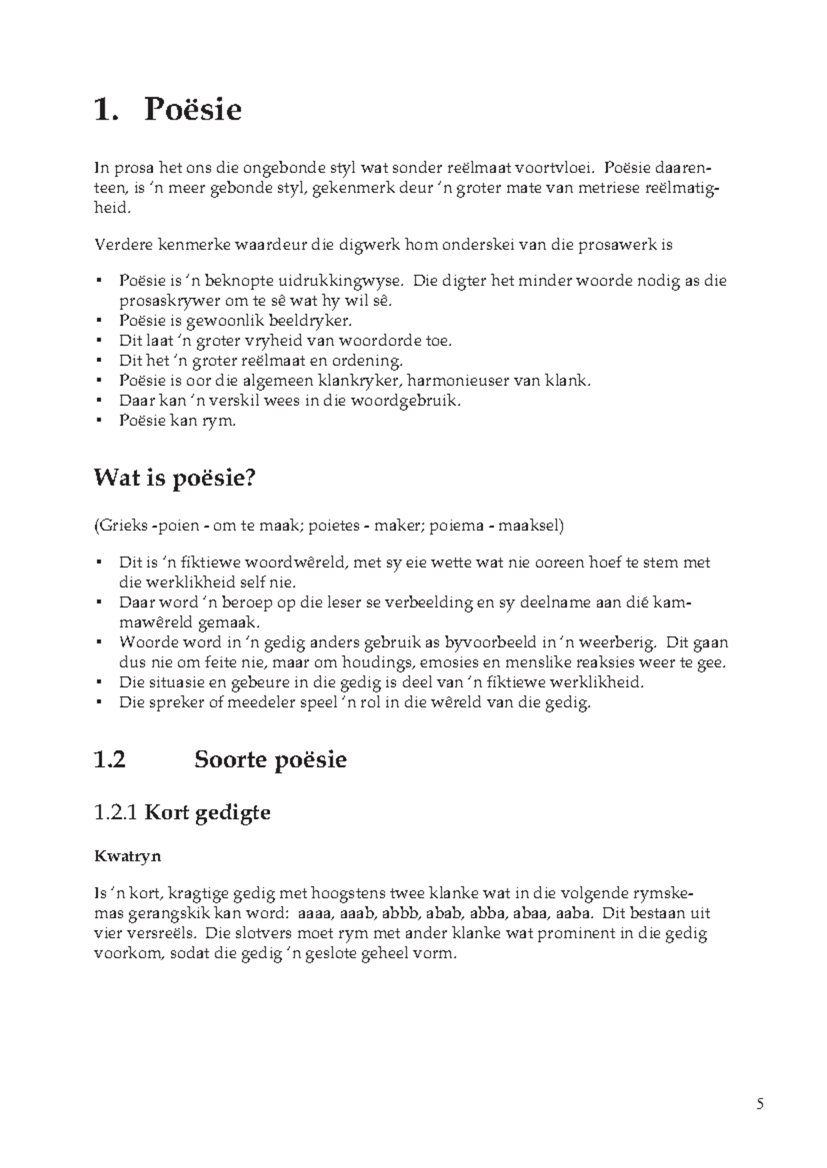 Afrikaans Prosa en Poësie Handleiding Gr 8-12: Poësie Kenmerke en ...