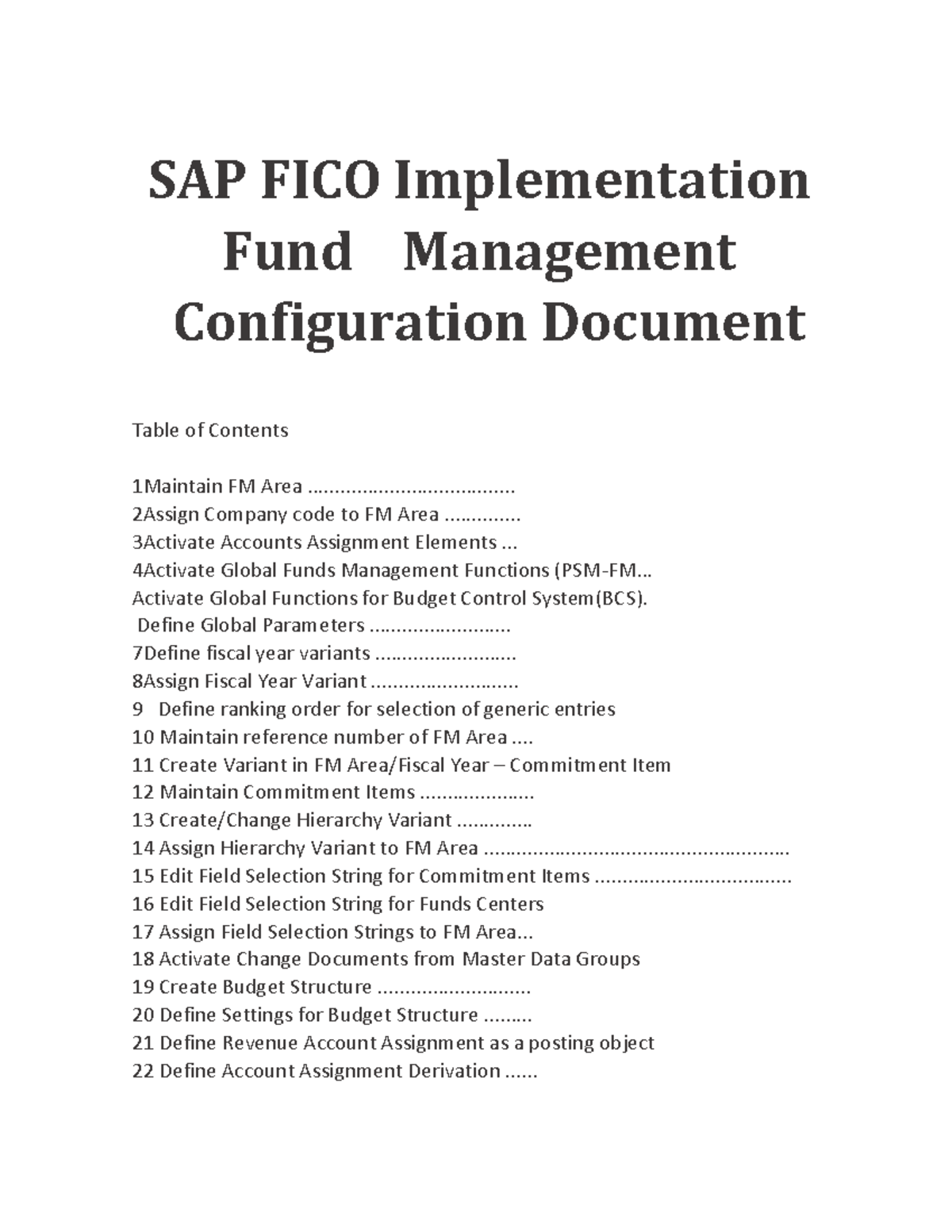 FM Module - SAP FICO Configuration Guide for Fund Management - Studocu