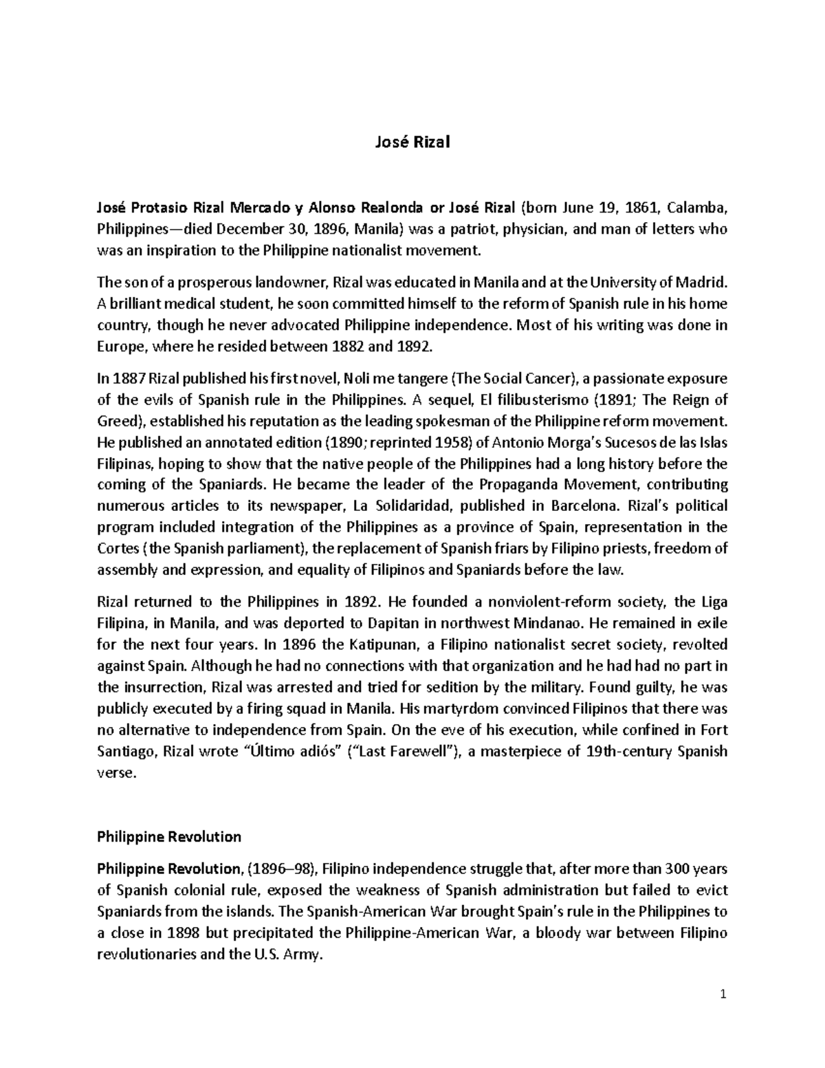 José Rizal: A Comprehensive Study of His Life and Works - Studocu
