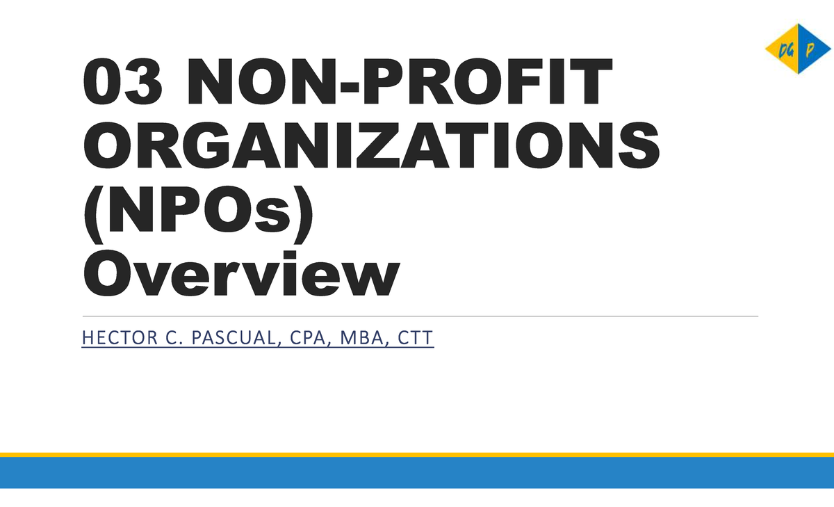 03 NGO - Overview: Key Features of Non-Profit Organizations - Studocu