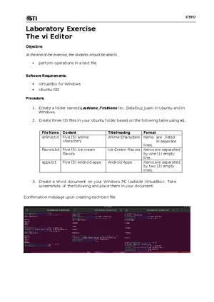 01 IT Laboratory Exercise 1: Exploring Linux Commands - Studocu