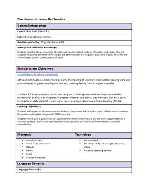 C732 Task 1 - task 1 - Direct Instrucion Lesson Plan Template General ...