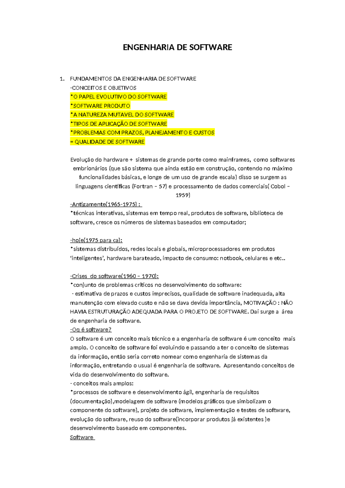 Engenharia DE Software - ENGENHARIA DE SOFTWARE 1. FUNDAMENTOS DA ...