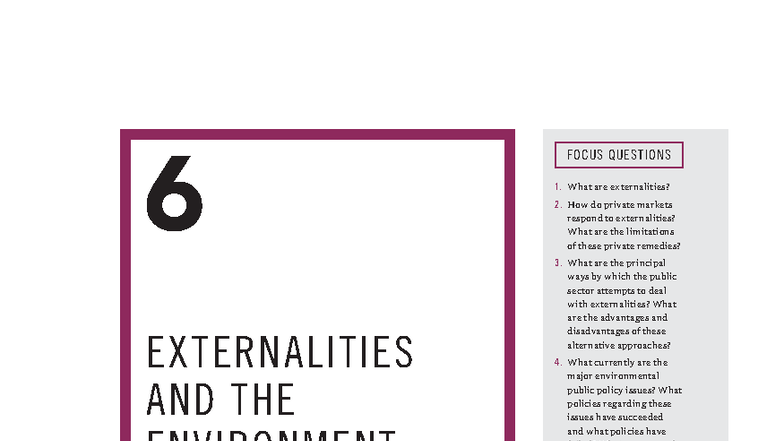 ECO 101: Chapter 6 - Externalities and Environmental Policy Analysis ...