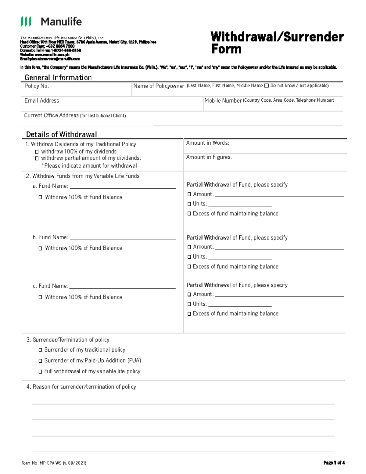 BDO Life Insurance Policy Surrender Request Form Guidelines - Studocu