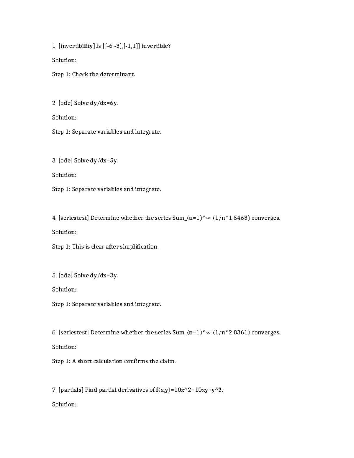 Math 3068 - Solutions for Invertibility, Series, and Derivatives - Studocu