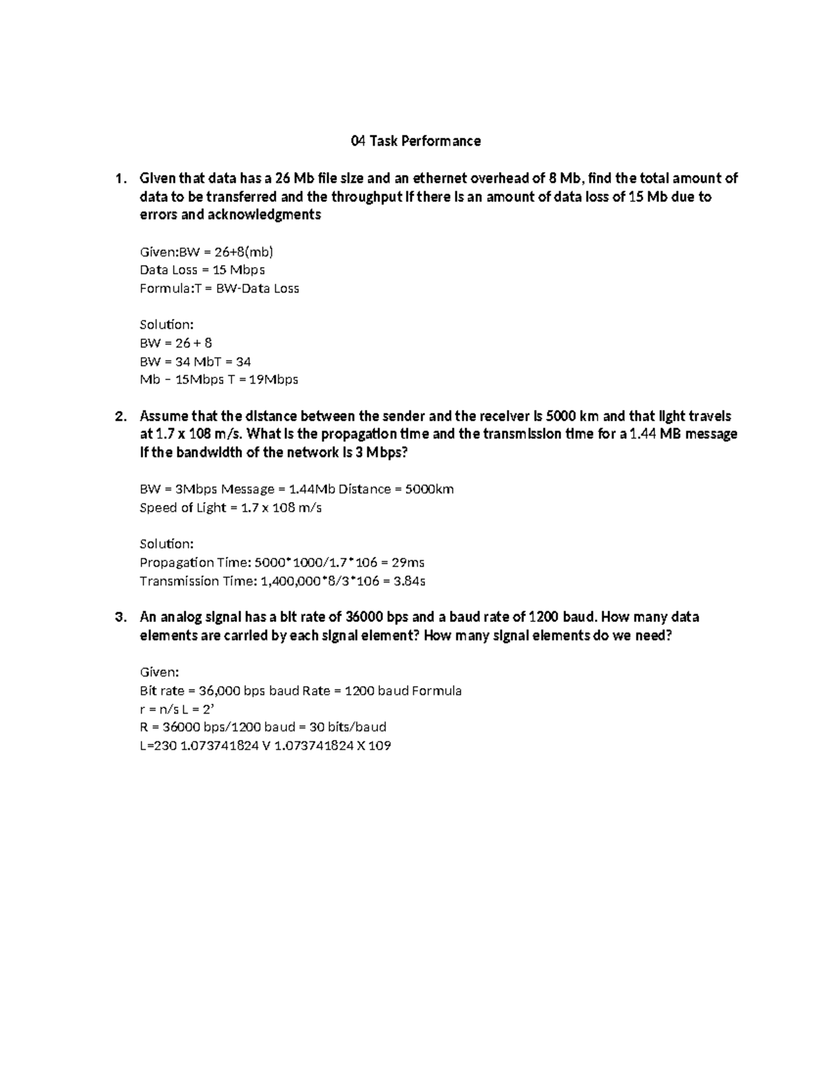 Performance Task 1 - Data and Digital Comms - 04 Task Performance 1 ...