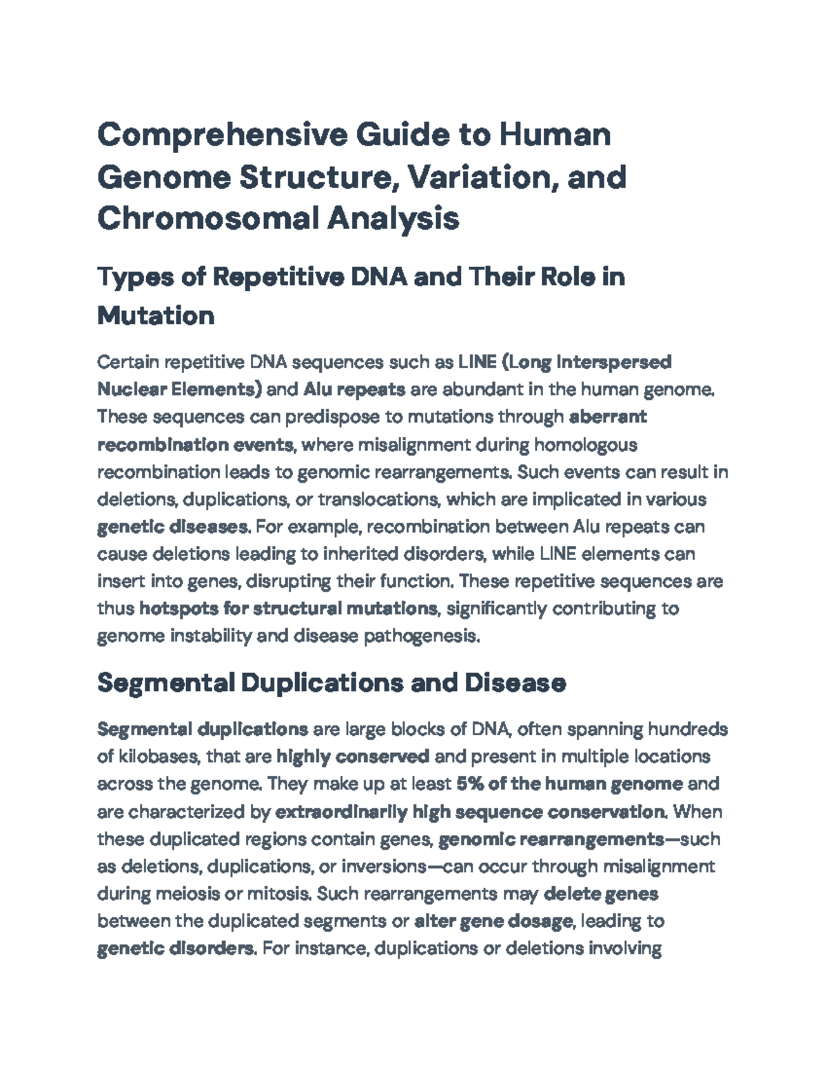 Comprehensive Overview of Human Genome Structure & Genetic Variation ...