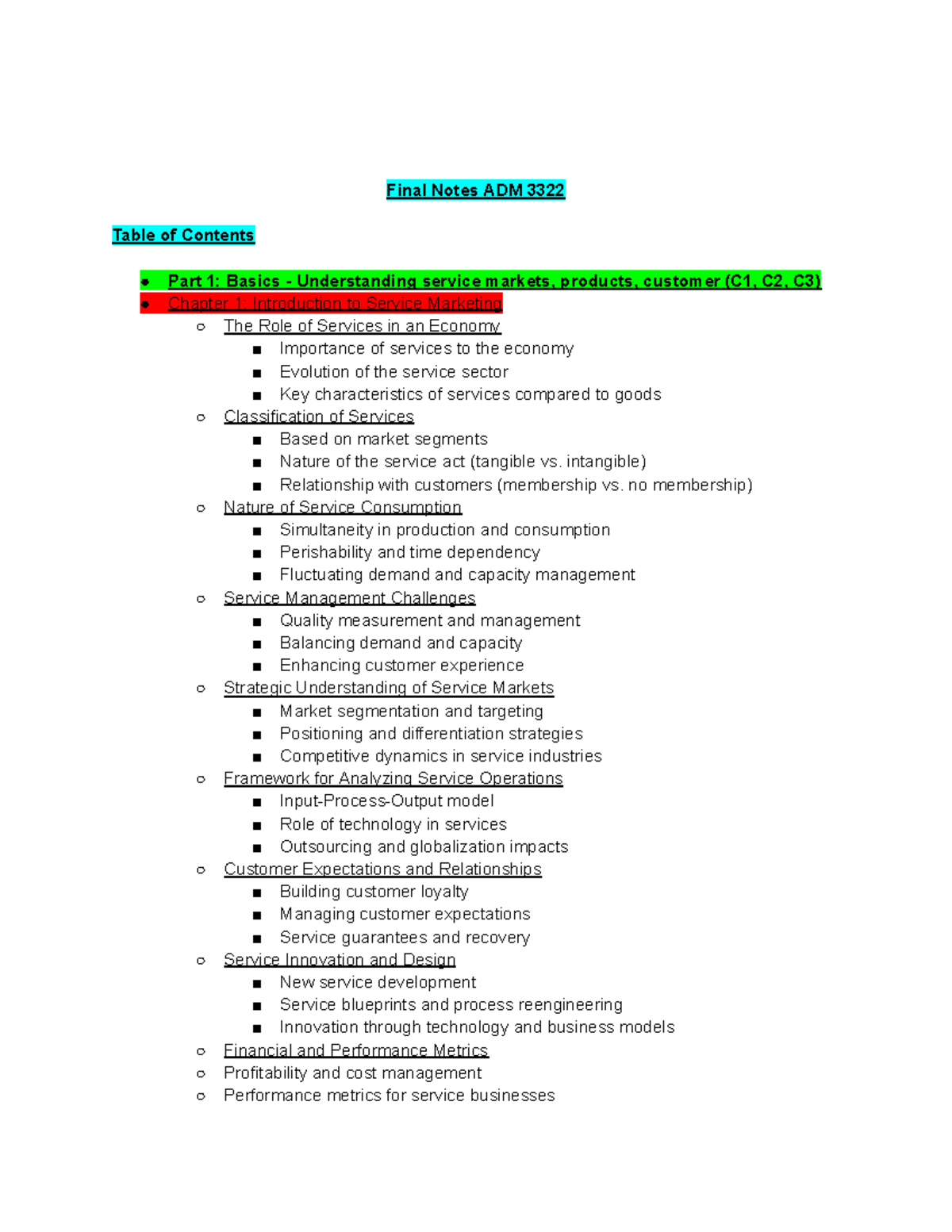 ADM3322 chapter 7 test bank - Essentials of Services