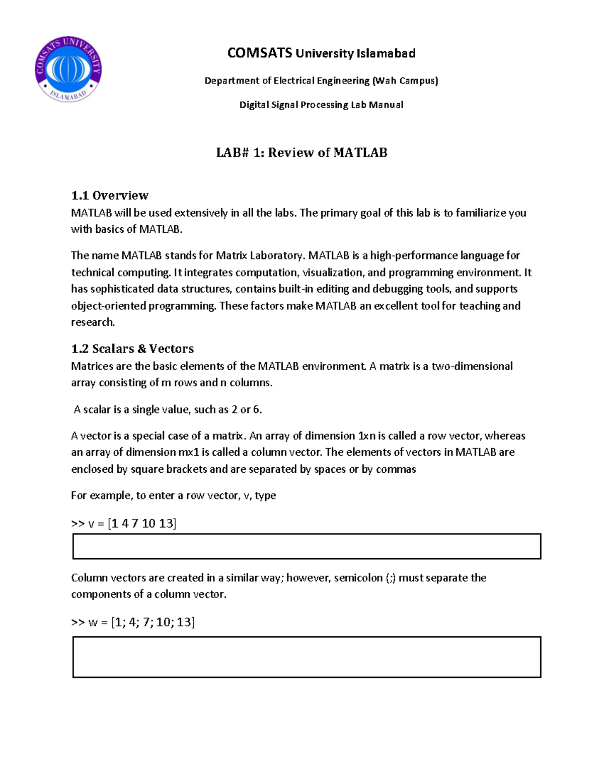 DSP Lab Manual Complete (Updated) - Department of Electrical ...