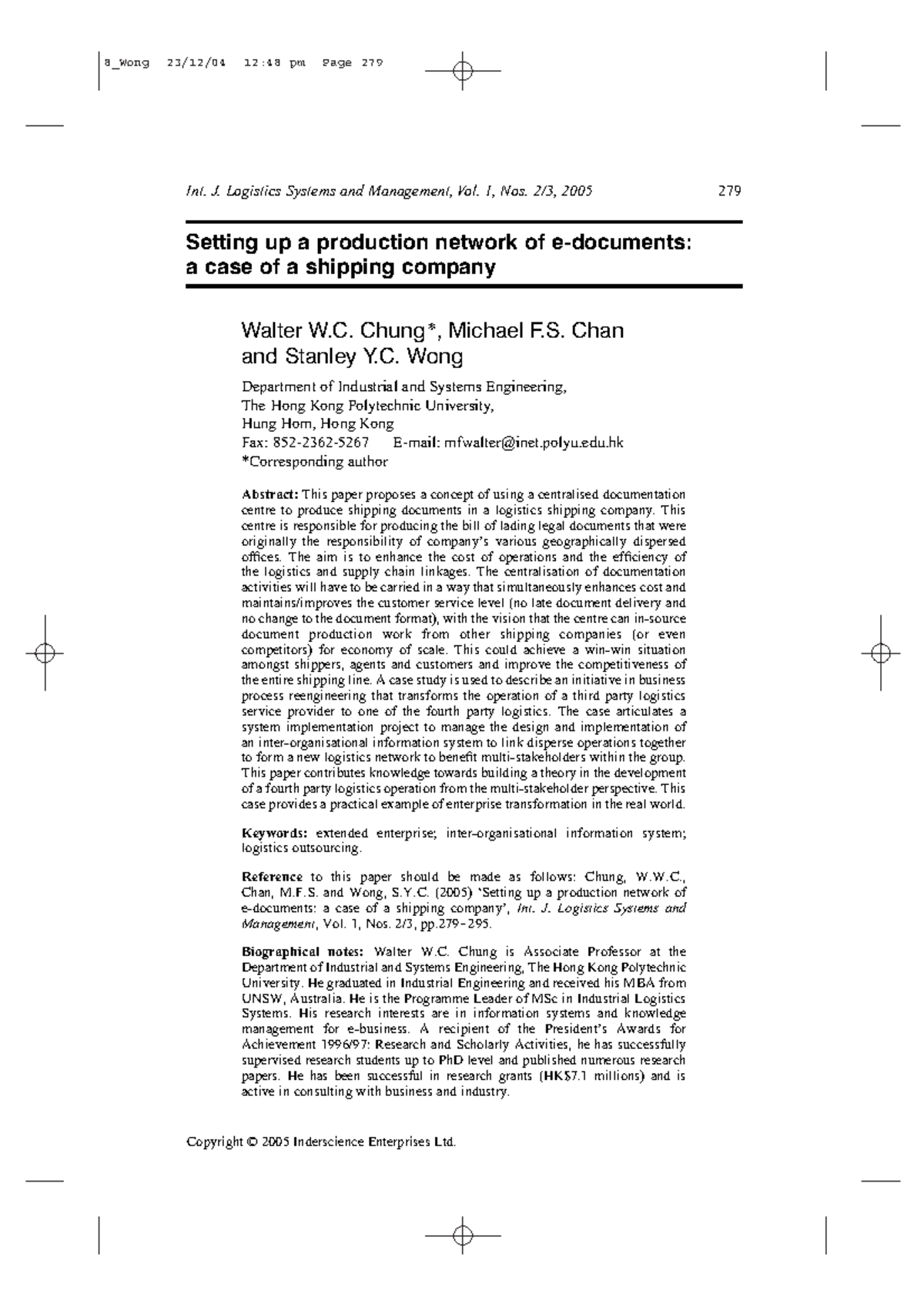Setting Up a Centralized E-Document Network in Shipping Logistics - Studocu