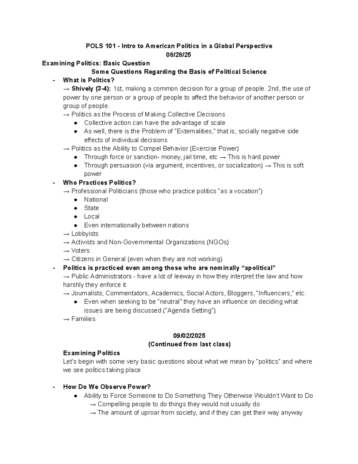 POLS 101 - Examining Democracy and Political Regimes: Key Concepts ...