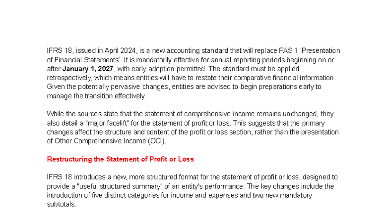 IFRS 18: Key Changes and Implications for Financial Reporting - Studocu