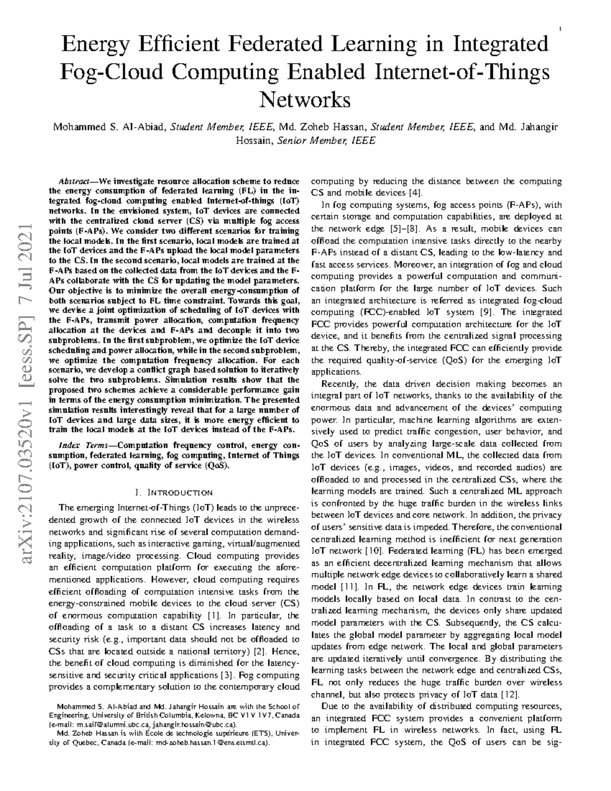 Energy Efficient Resource Allocation for Federated Learning in IoT ...