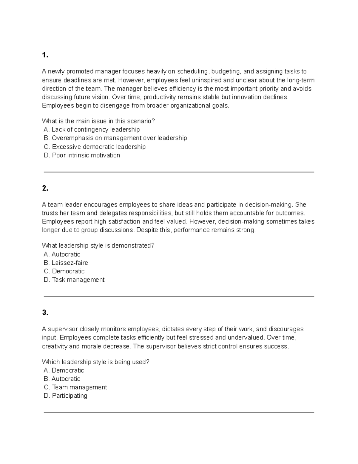Module 3 Management Reviewer: Leadership Styles and Employee Motivation ...