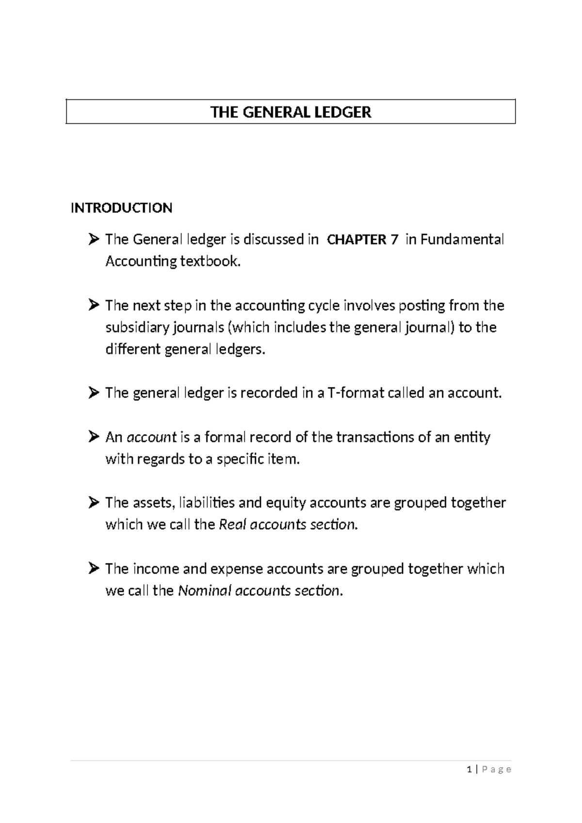 Accounting 101: Explanatory Notes on General Ledger Fundamentals - Studocu