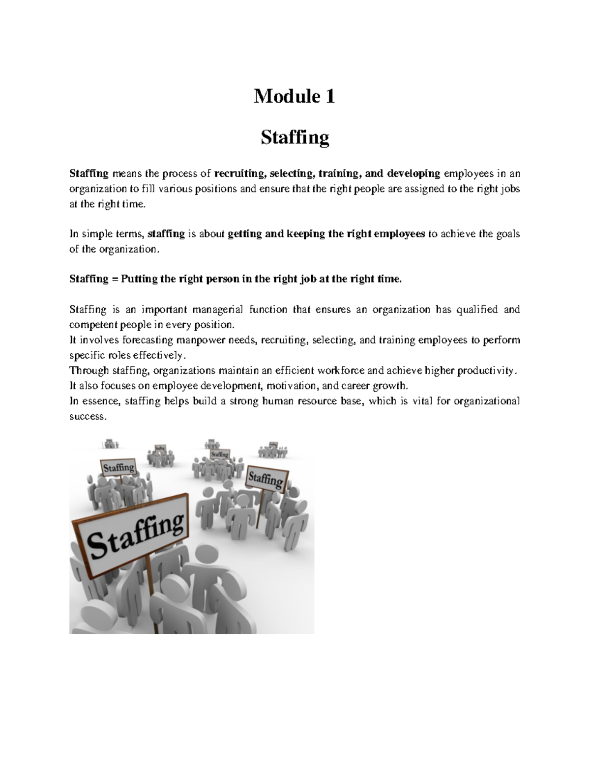 Business Mgt Sem 2: Module 1 - Staffing and Recruitment Overview - Studocu