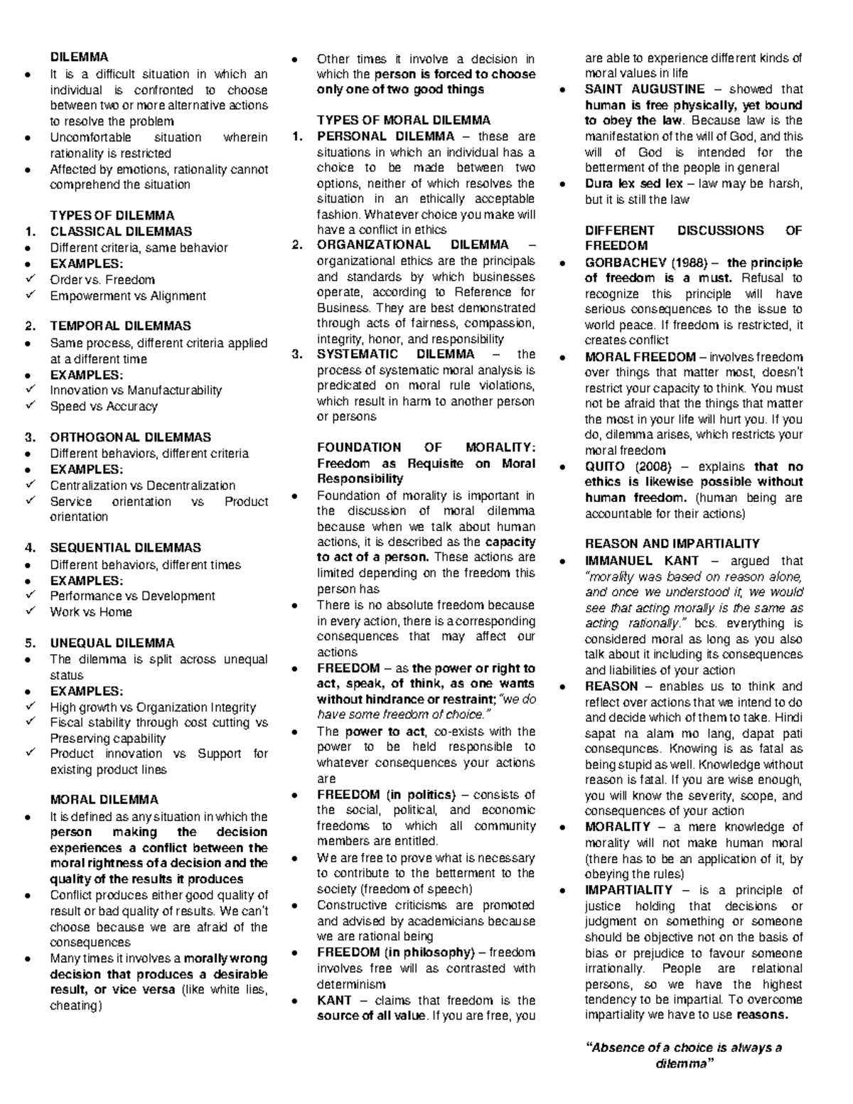 2 - Dilemma and Moral Decision-Making Notes - Studocu