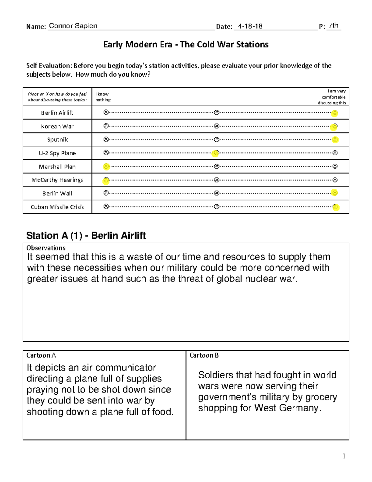 379833334 11921 6193320 cold war stations student handout - Name: - Studocu