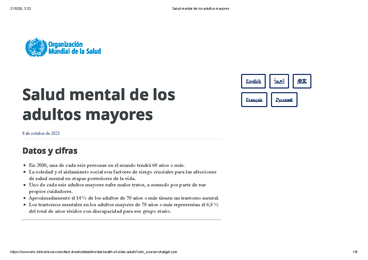 3:32 Salud Mental de los Adultos Mayores: Datos y Estrategias - Studocu