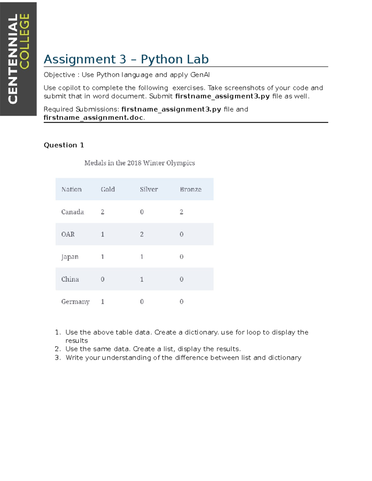 Assignment 3 - Take screenshots of your code and submit that in word ...