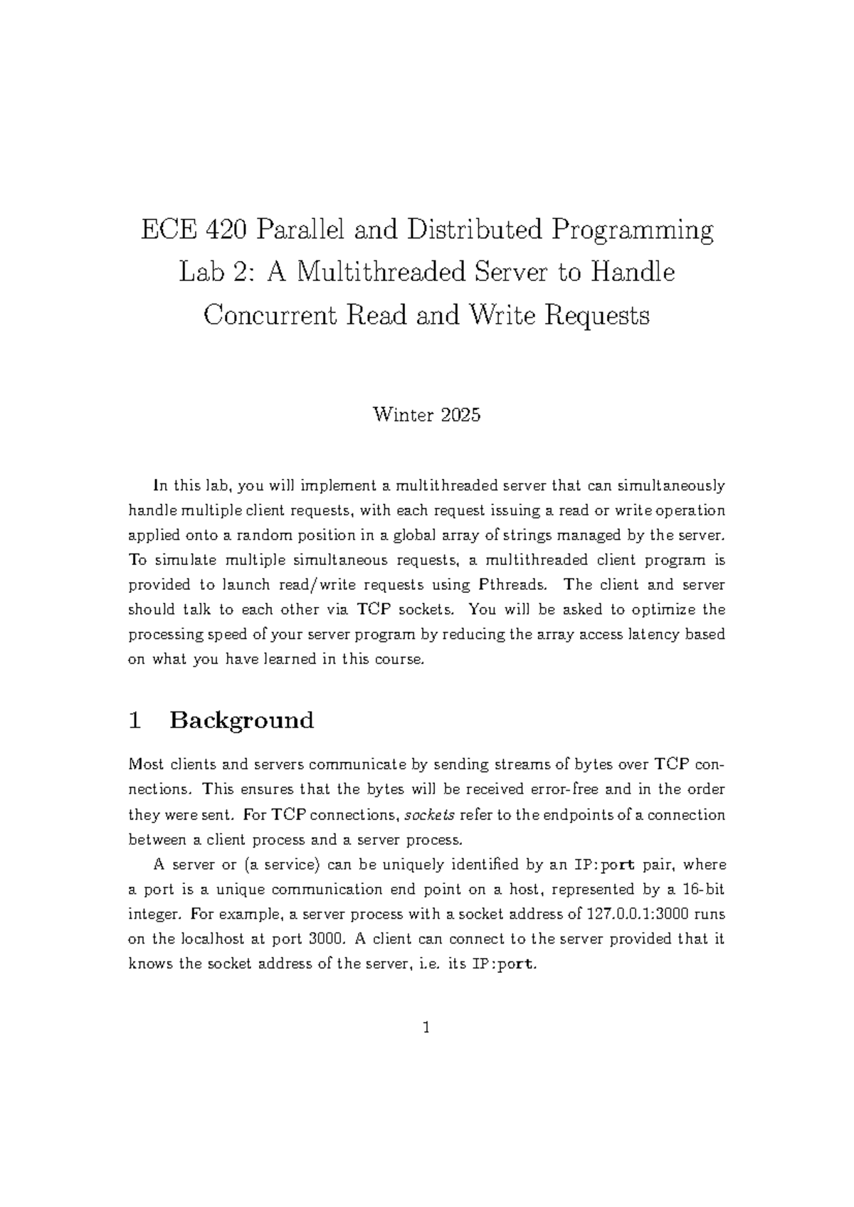 Main - Lab2 - ECE 420 Parallel and Distributed Programming Lab 2: A ...