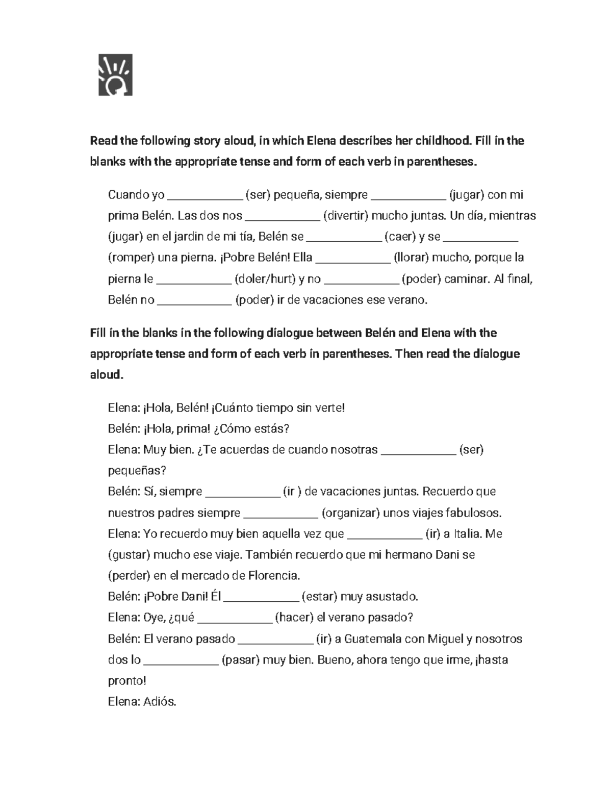 1.2.10 Practice - Spoken Assignment: Verb Tenses & Dialogues - Studocu