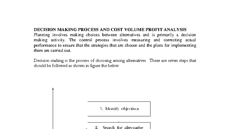 Decision Making Process & CVP Analysis: Key Steps & Applications - Studocu