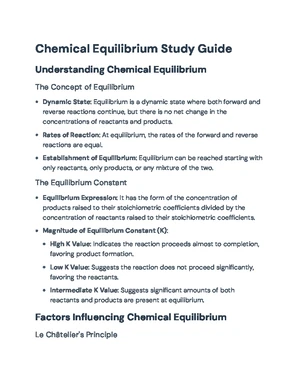 Chemical Equilibrium - Study Notes & Assignments - Studocu