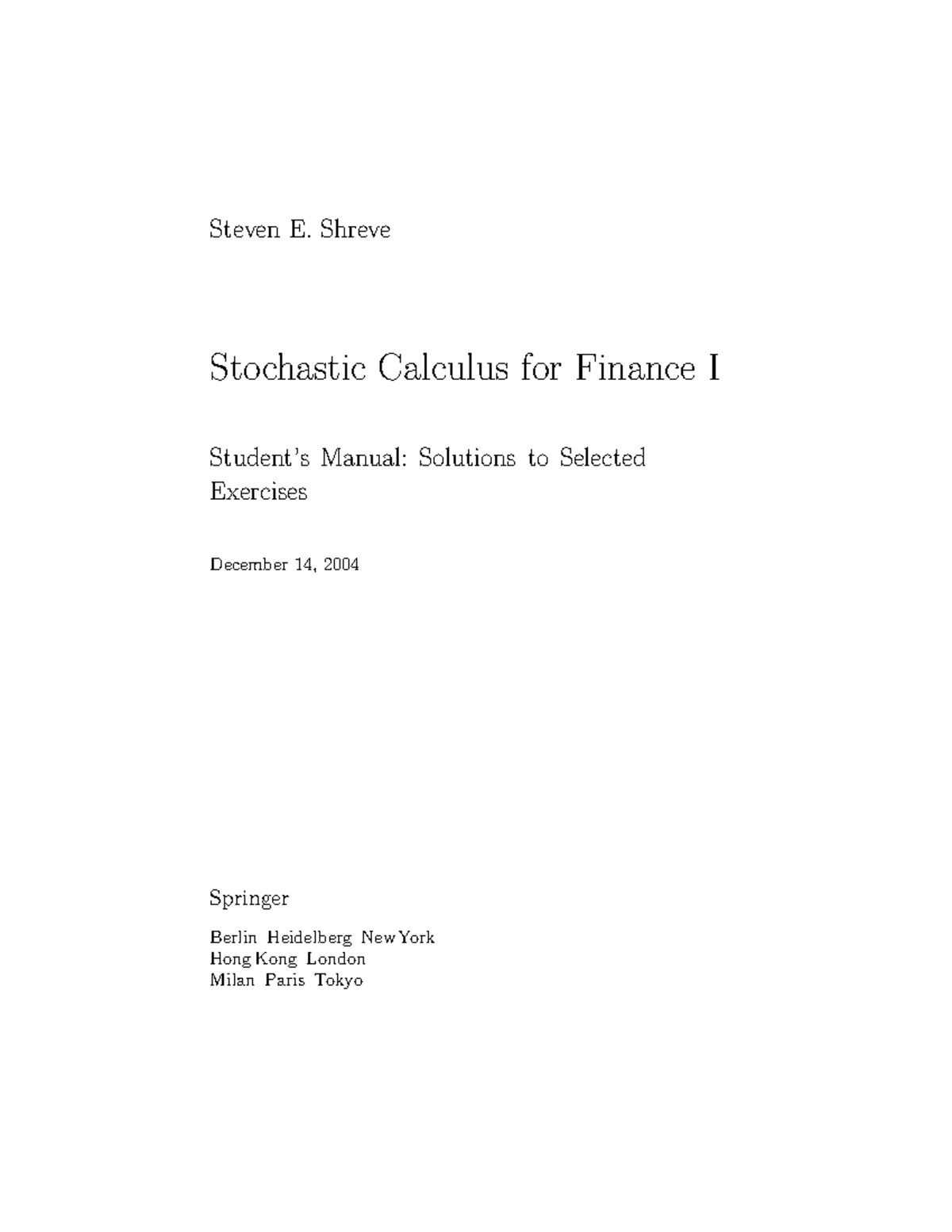 Dokumen - Goood Goood - Steven E. Shreve Stochastic Calculus for ...