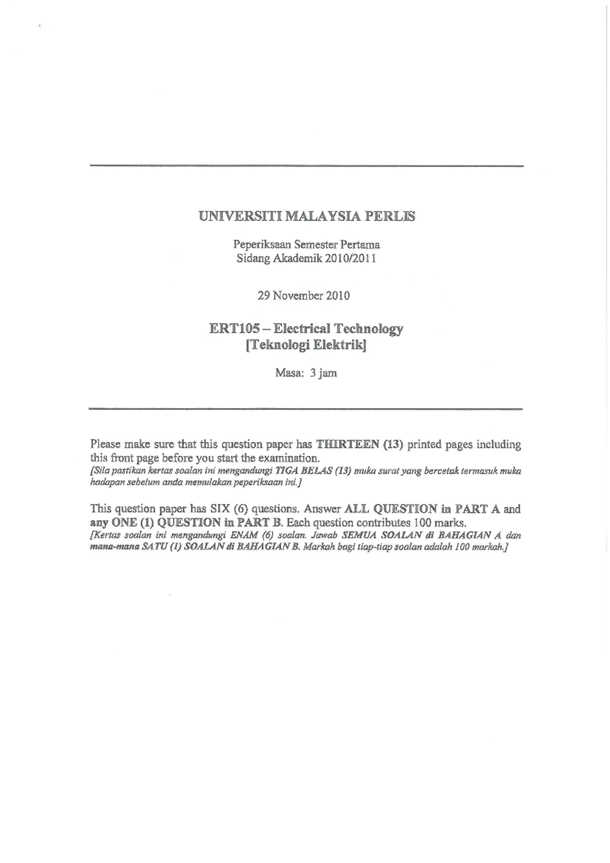 ERT 105 - Electrical Technology - Electrical Engineering - Studocu