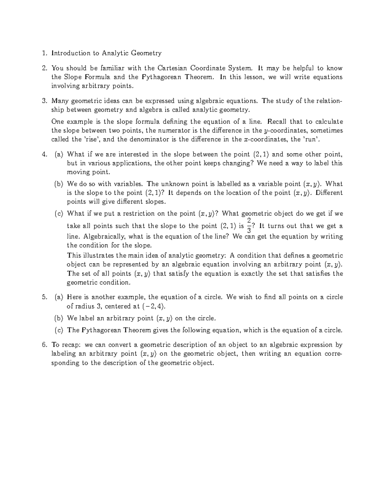 Intro to Analytic Geometry - Key Concepts and Applications - Studocu