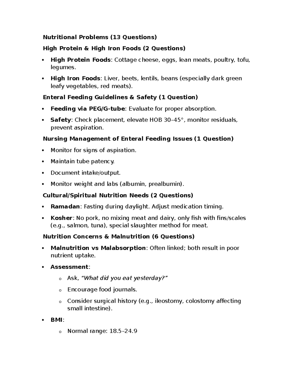 NUTR 101: Exam 4 Study Guide - Nutritional Problems & Management - Studocu