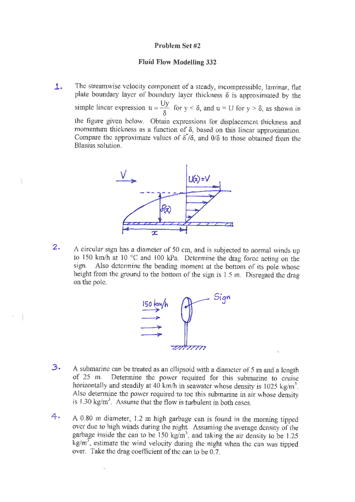 Fluid Flow Modelling Problem Set 332 Practice Problems 2 Studocu